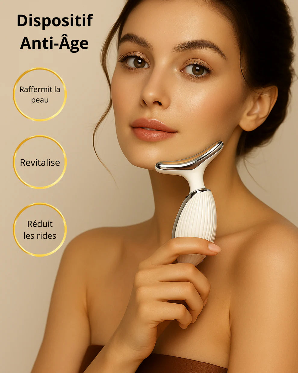 Appareil de Massage Cou & Visage EMS - Thérapie LED Anti-Rides & Lifting