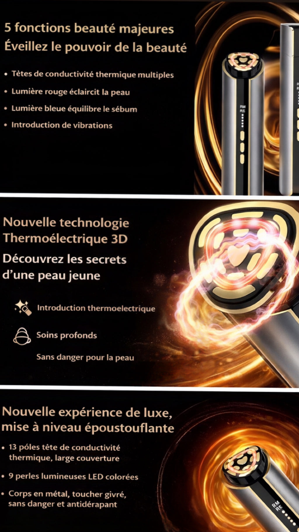 Stylo de Lifting Facial Thermique - Soin Anti-Âge Professionnel