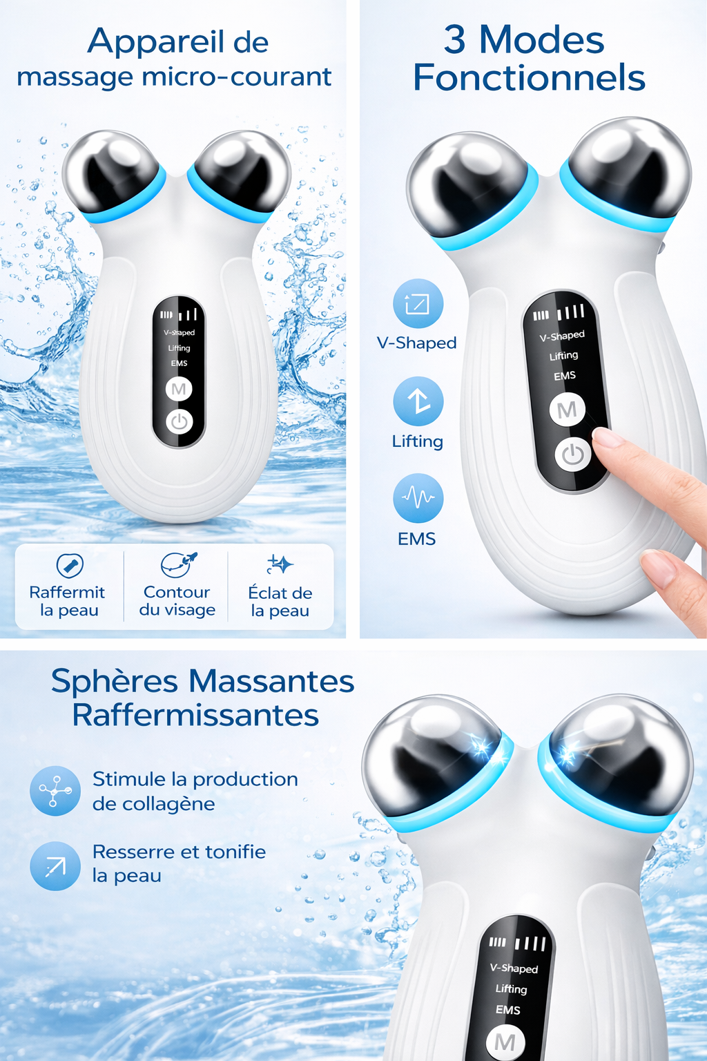 Appareil de Beauté EMS Professionnel - Lifting Facial Anti-Âge par Micro-Courants