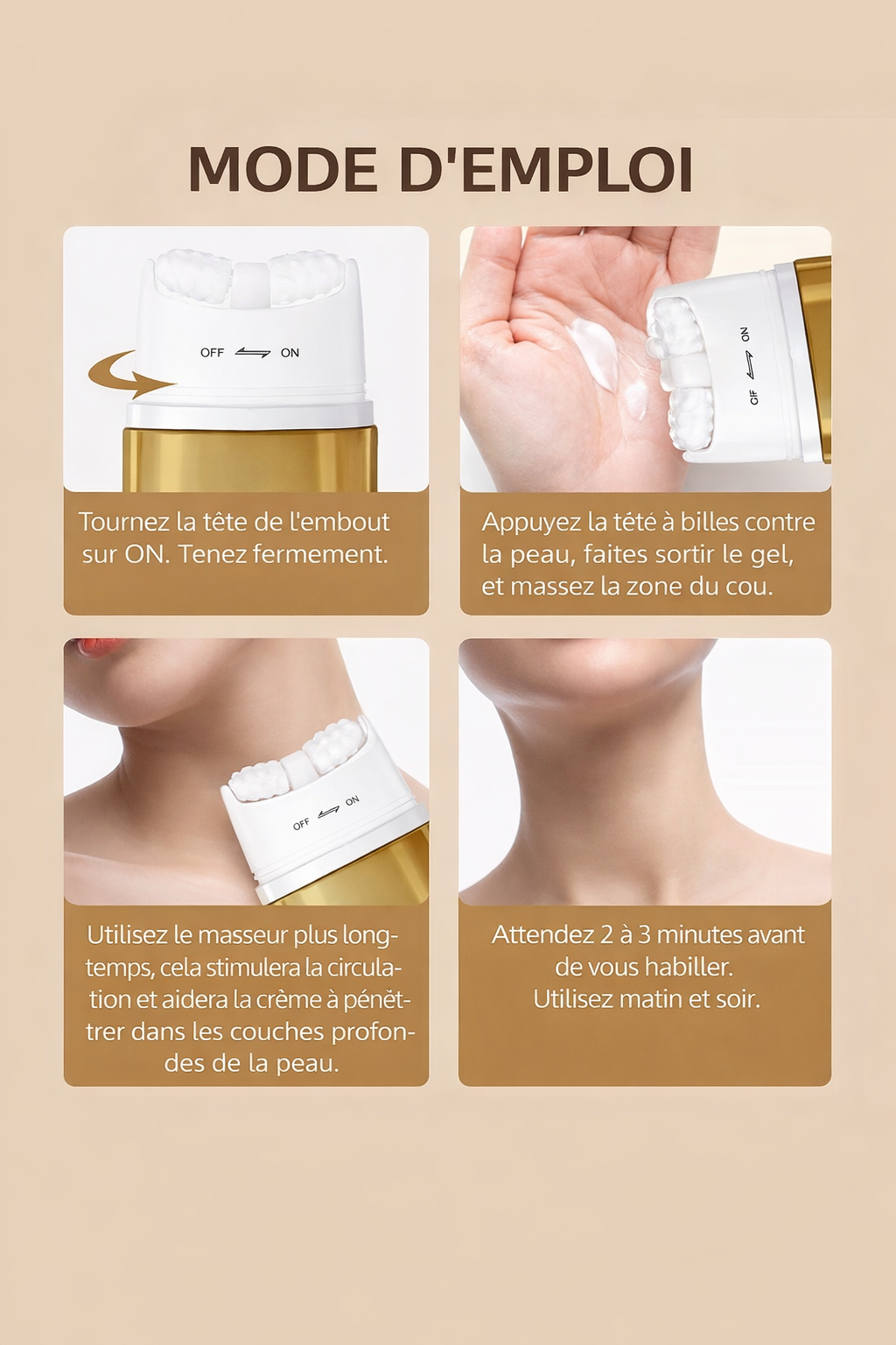 Crème Raffermissante Cou et Décolleté AH-8 - Lifting Peptides Anti-Âge 120g